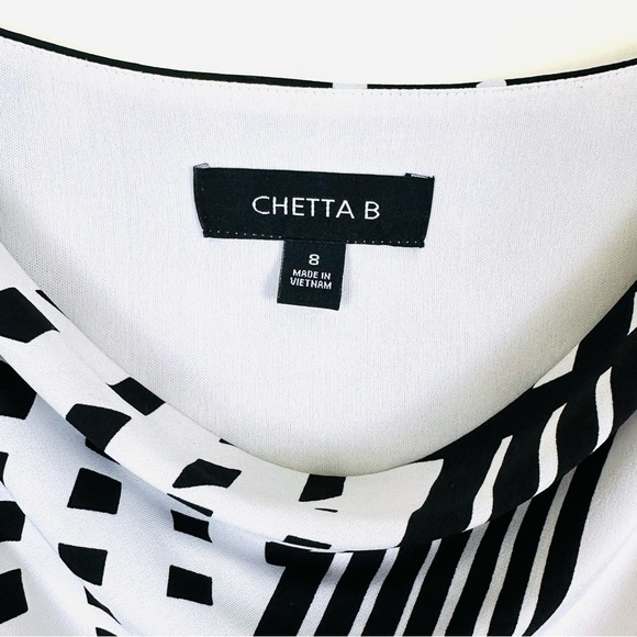 CHETTA B Women’s Geometric Print Mini to Midi Sleeveless Belted Dress, Size 8 - Picture 2 of 12